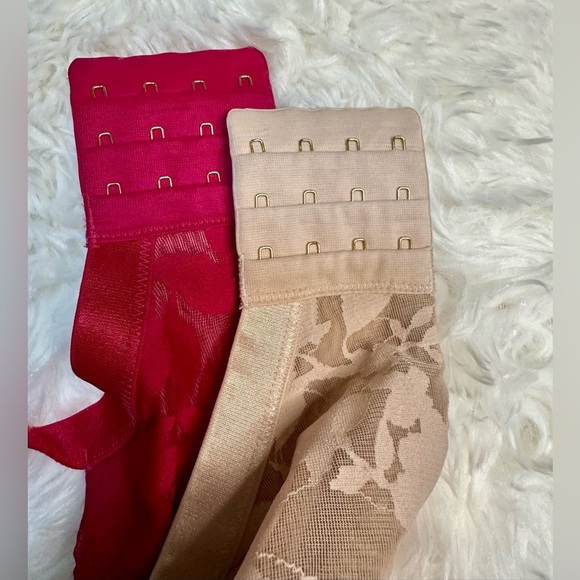 Third Love Unlined Foliage Perfect Coverage Fuchsia Lace Beige Nude Bra 38 F Set - Picture 6 of 9